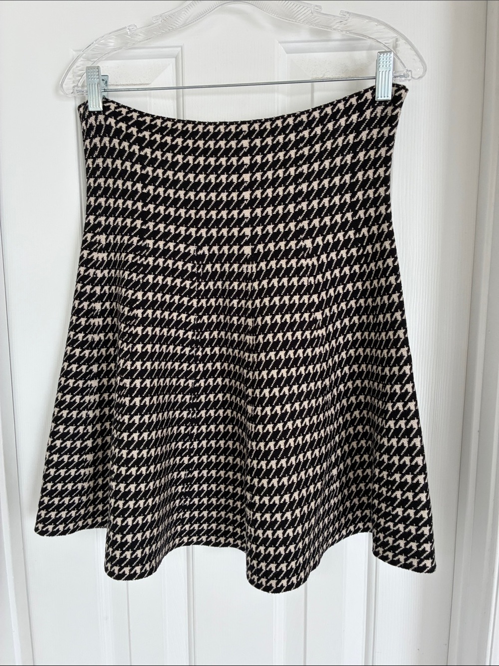 Max Studio Black and Cream Houndstooth Skater Skirt